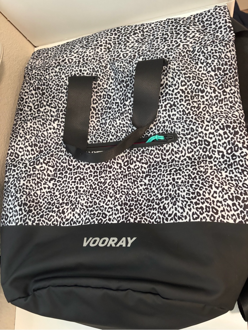 VOORAY Leopard Print Black & White Backpack Tote